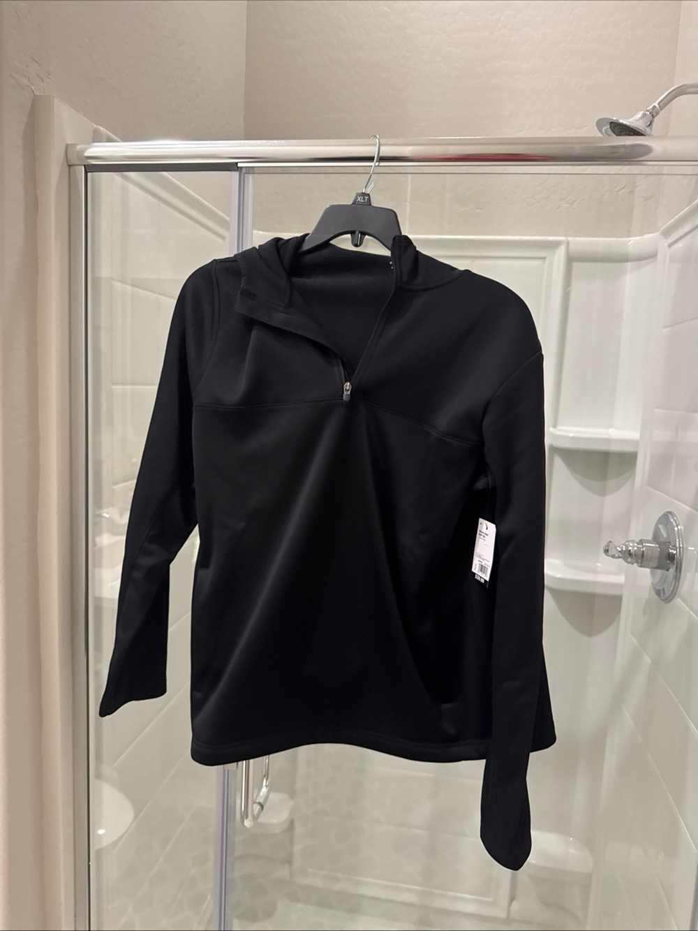 Mens Black Quarter-Zip Pullover Jacket